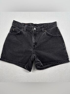 Vintage 1996 Levi’s 941 Orange Tab Jean Shorts Size 6  Black Denim 3.5” Inseam